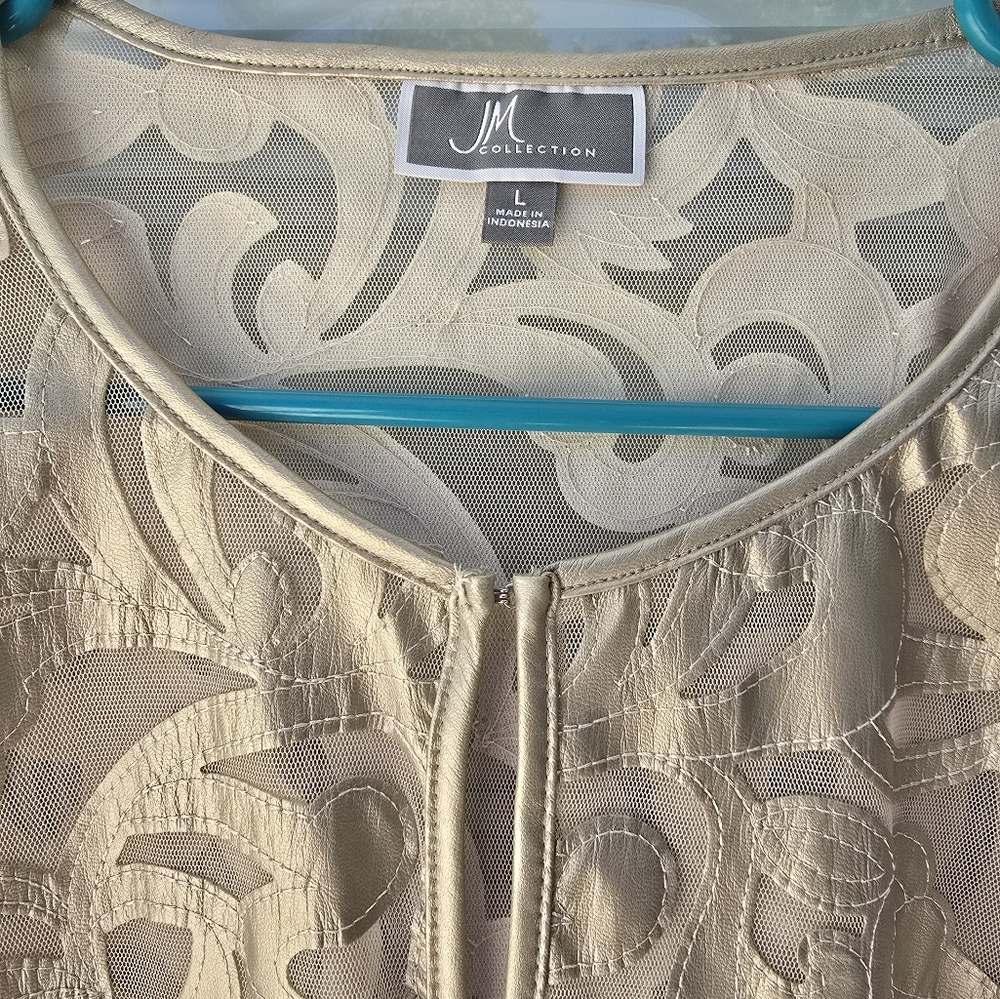 JM Collection Gold Pattern Jacket Large - Picture 4 of 6